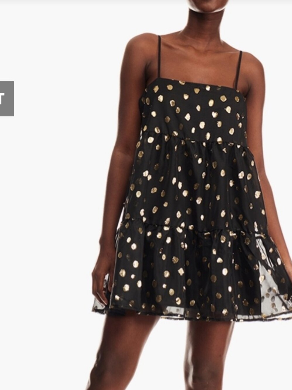 Forever 21 Black Mini Skirt with Metallic Gold Polka Dots